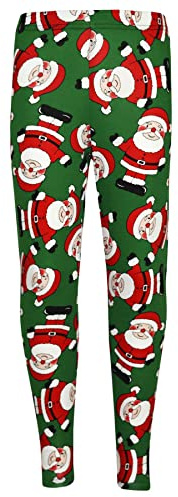 A2Z 4 Kids Girls Christmas Legging Santa Snowman Penguin - Xmas Legging Santa Green 9-10