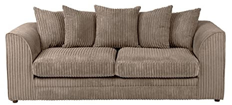 Luxury Life Dylan Jumbo Cord Fabric Sofa Set (Coffee, 3 Seater)