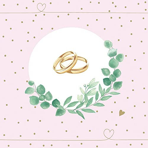 20 Servietten Ringe an Efeu rosa | Hochzeit | Heirat | Verlobung | Liebe | Tischdeko | Decoupage | Serviettentechnik 33x33cm