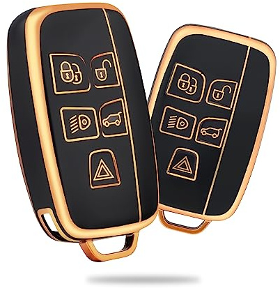 OFFCURVE Etui a Cle Voiture Coque Clé, Étui à Clés Couvre Clef Cache Clef Apte à Land Rover Defender Discovery Freelander LR2 LR4 Range Rover Sport Evoque Velar Vogue Jaguar XE XF XJ F-Pace F-Type