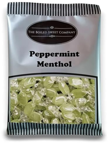 The Boiled Sweet Company® Peppermint Menthol 1Kg - Traditional Individually Wrapped Boiled Sweets - Cooling Peppermint and Eucalyptus Flavour - Bulk 1 Kilo Bag - Retro Pick and Mix Share Size Bags
