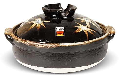 Yokkaichi Banko-yaki Donabe: Eleganter Steingut-Topf mit Herbstblättern, mikrowellen- und ofenfest, perfekt für Eintöpfe und heiße Töpfe, hergestellt in Japan (2,2 Quart)