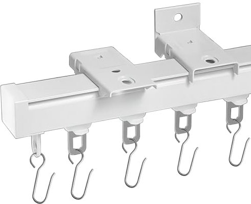 LIGUOYI Gardinen Für Schienen Aluminium - Silent Curtain Tracks - Vorhangschiene 1 Läufig, 1m 2m 3m 4m 5m 6m Gardinenschiene Mit Umlenkrollen Und Haken, Für Fenster, Trennwand, Badezimmer