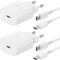 2er-Pack USB C Ladegerät, Schnellladegerät 25w mit 2M Kabel, Ladekabel USB C mit Netzteil,Typ C Schnellladegerät für iPhone 15/ Pro/Pro Max,für Samsung Galaxy s23/s21 fe 5g,Ultra, a54 5g,a14,a52(Weiß)