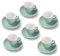 Terra Home 6er Espresso-Tassen Set - Türkis, 90 ml, Matt, Porzellan, Dickwandig, Spülmaschinenfest, italienisches Design - Kaffee-Tassen Set mit Untertassen