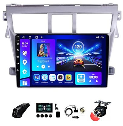9 Pollici Android 12 Auto Stereo Radio 2 Din per Toyota Vios Yaris 2007 2008-2012 con Telecamera Posteriore Comandi al volante Bluetooth GPS Car Play senza fili FM Radio WIFI voce ( Size : S600 8+256G
