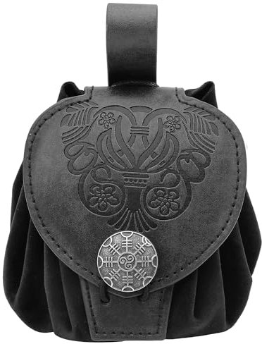 JAOYU Mittelalterliche Drawstring Gürteltasche Vintage Leder Gürteltasche Mittelalterliche LARP Gürteltasche für Frauen Männer Gürteltasche Renaissance Kostüm