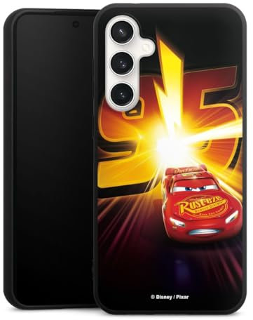 DeinDesign Premium Silikon Hülle kompatibel mit Samsung Galaxy S23 FE Handyhülle schwarz Case Offizielles Lizenzprodukt Cars Lightning McQueen 95