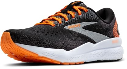 Brooks Damen Ghost 16 Sneaker, Black Orange White, 40.5 EU