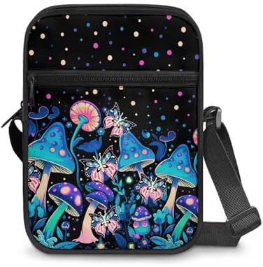 Renewold Umhängetasche, Kuriertasche, Handytasche, Handtasche, Schultertasche für Damen, Herren, Kinder, Jungen, Mädchen, Blauer Pilz