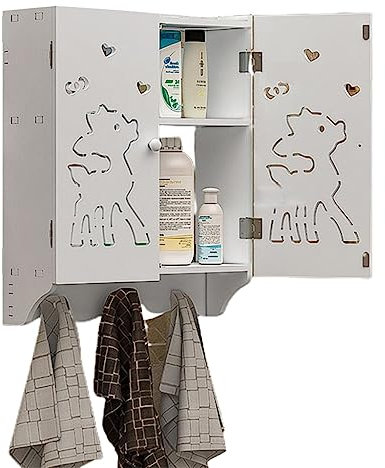 Generisch Badezimmerschrank,Badezimmer-Wandschrank, Aufbewahrungsschrank über der Toilette, Medizinschrank aus MDF mit doppelten Rolltüren, ohne Rückwand (Farbe: Weiß, Größe: 50 * 15 * 60 cm)