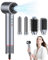 Airstyler 5 in 1 Hairstyler, Negative Ionen Haartrockner, Rundbürstenföhn Glättbürste Warmluftbürste Wrap Air Rotierend Luft Lockenstab mit verschiedenen aufsätzen,Schwarz