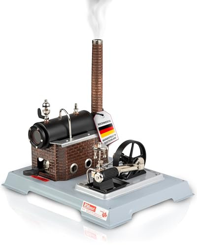 Wilesco D10 Dampfmaschine - Robuster Messingkessel 155 cm³, doppeltwirkender Zylinder, Zentrifugalregulator, Echt dampfender Schornstein, ideal für Sammler und Technikliebhaber