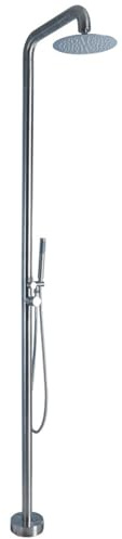 XJTNLB Gartendusche Edelstahl Warm Kalt Gartendusche Pooldusche Außenendusche Gebürsteter Edelstahl Einhebelmischer Inklusive Einer Schwalldusche Gebürstet,A