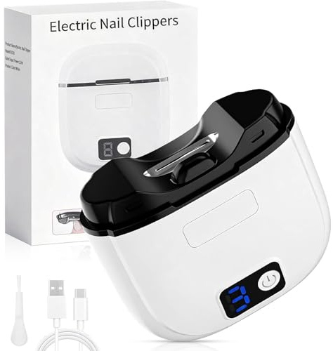 Elektrischer Nagelknipser, 3 in 1 Elektrische Nagelfeile mit LED, Automatischer Nagelschneider mit 3 Geschwindigkeiten, Nagelschneider für Baby Kinder Erwachsene Senioren (C)