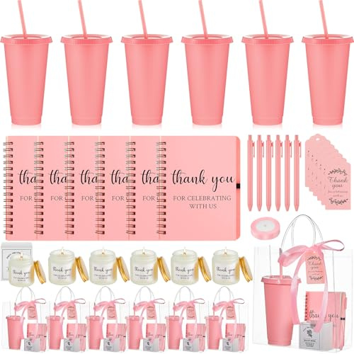 Nuogo 6 juegos de premios de baby shower para ganadores del juego, adultos, incluye vaso de plástico, cuaderno, velas perfumadas, bolsa de regalo, regalo para el ganador del juego de baby shower,