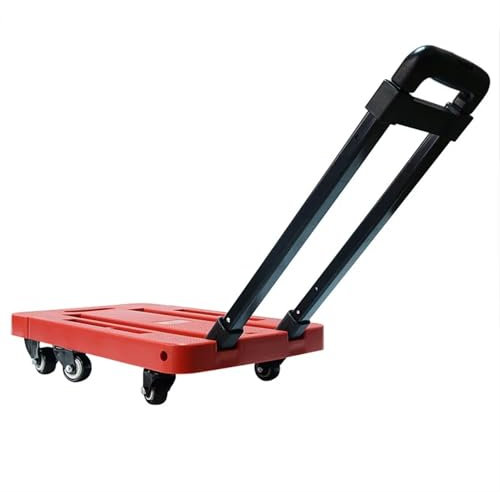 OZLCUA Klappbare Sackkarre Klappwagen, robuster Handwagen, Faltbarer Trolley, tragbarer Campingwagen for den Außenbereich, Gepäckwagen, multifunktionaler Heimgebrauch(Red)