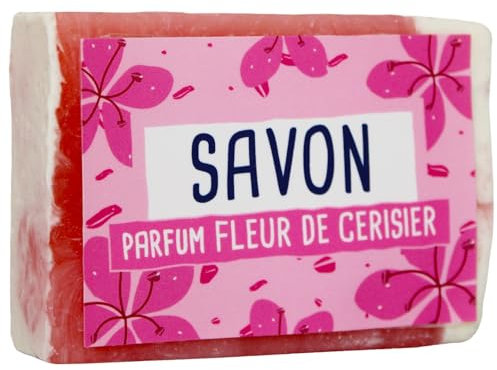 Savon Glycerine Végétale 100 g - Senteur Fleur de Cerisier - Adapté à Tous Types de Peau - Formule Hydratante - Soin Douche Corps Peau Douce - Parfum Floral et Délicat - French Tendance