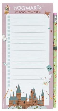 Grupo Erik: Block Notes Magnetico da Frigorifero Harry Potter | Shopping List magnetica, 10x21cm, con 65 fogli e matita, Block Notes con calamita da frigo per lista spesa o to do list