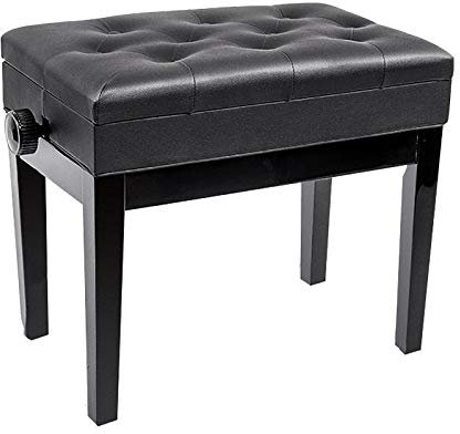 KOIAMVZW Klavierbank aus Leder, höhenverstellbarer Klavierhocker mit Ablagefach, Klavierbank, ergonomischer Keyboardhocker, PU-Leder, bis zu 180 kg