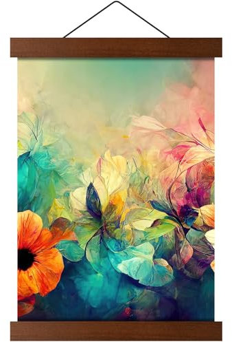 MG Design Braun Posterleiste aus Holz 70 cm – magnetischer Poster-Aufhänger, 4 Leisten mit starker Haftung, mit Aufhängeschnur – für Poster, Fotos & Zertifikate