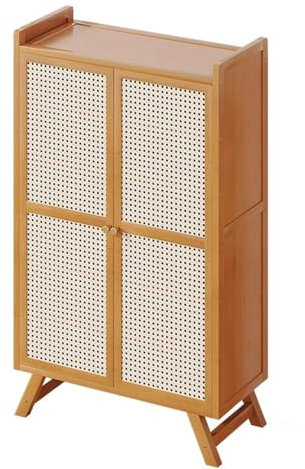 5/7-Tier Bamboo Shoe Storage Cabinet, Freestanding Shoe Cupboard Shoes Rack Organiser With 2 Doors, Adjustable And Removable Divider, For Entryway Hallway Doorway(Size:7 layers,Color:Teal)
