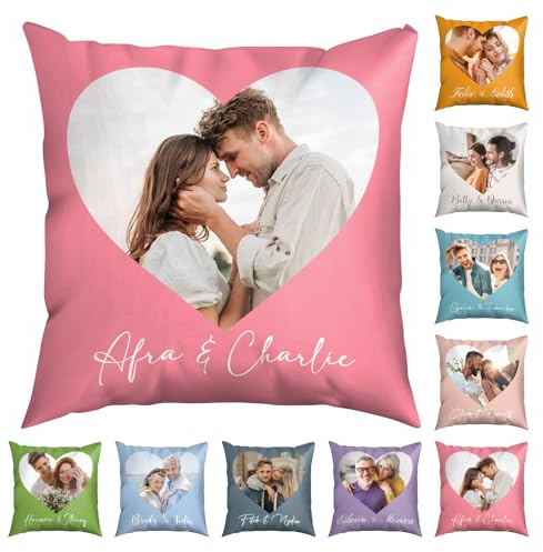 NIBESSER Kissen mit Foto Personalisiert, 40 x 40cm Kissenbezug mit Bild - beidseitig Bedrucken Lassen, Geschenkidee Männer, Frauen, Jahrestag, Geburtstag, Einzug, optional mit Füllung