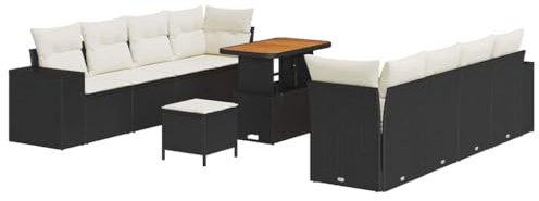 vidaXL Gartensofa-Set 11 STK. Schwarz Poly-Rattan