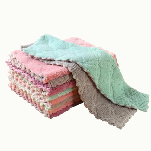 TMTGTS Mikrofasertücher 10 Stück Mikrofaser Reinigungstücher Lappen Putztücher Geschirrtücher Allzwecktücher Fusselfreie Tücher Fenstertuch Staub Lappen Küchentücher für Bad Küche Haushalt Auto