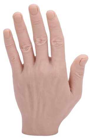 BONKZEBU Silikon Männliches Handmodell Wiederverwendbare Biegbare Künstliche Hand für Malerei Praxis Festival Requisiten Zeigt Ringdisplay Weiches Silikonmaterial ca. 18 X 11 Cm (Rechte Hand)