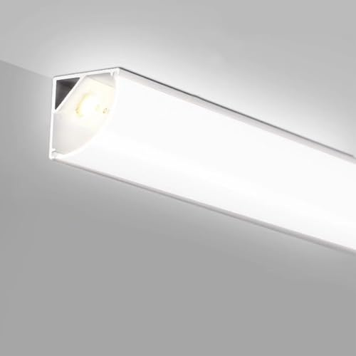 JNTFNE Kronenleiste, 3-teiliges LED-Licht, indirekte Beleuchtung für Decke/Wand, Bogen-Aluminium-Diffusor-Zierleiste, LED-Streifen, Cove-Schienenschrank, Wandfluter-Dekor (16 mm x 16 mm)