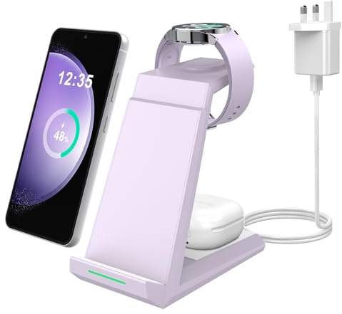 ADADPU Wireless Charger for Samsung, 3 in 1 Charging Station | for Galaxy S26 S25 S24 S23 S22 S21 Z Flip Fold 4, Galaxy Watch 8/7/6/5/5 Pro/4/3 Fast Charger Stand Dock for Multiple Devices