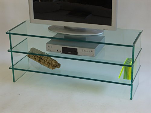 Paul Snajdar Glas TV Video blu-ray HiFi Lowboard Konsole ZAPPING 90 cm Tisch aus Klarglas