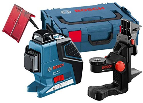 Bosch 0601063309 Laser Lignes Et Croix Professional GLL 3-80 P (3 Lignes Projetées Sur 360°, Portée de 40 M (sans Cellule de Réception) avec Cible, Housse de Protection, Support)
