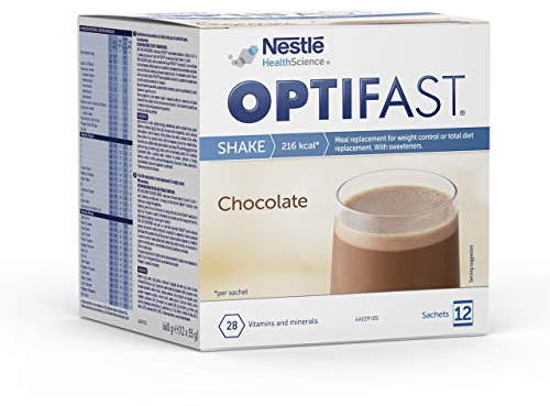 Optifast Chocolate Shake - Protein-rich meal replacement with vitamins and minerals - Quick to prepare (12x55g)