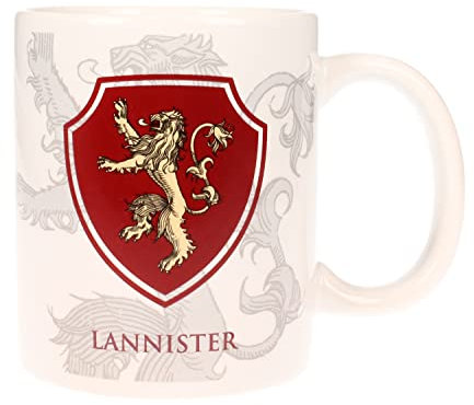 Juego de Tronos - Taza de cerámica con diseño Escudo Lannister (SD Toys SDTHBO02092) Taza Escudo Lannister Game of Thrones, Cerámica, Blanco, 9 cm
