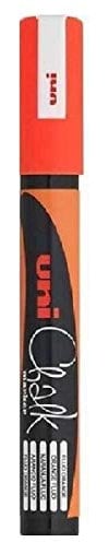 Uni Fluorescent Neon Orange Bullet Tip Nib (1.8 - 2.5mm) Liquid Chalk Marker Pen Colour Whiteboard Blackboard Chalkboard Menu Glass Windows Wet Wipe Non Permanent (Pack Of 1) PWE-5M