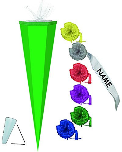 alles-meine.de GmbH Schultüte Rohling - dunkel Grün - 35 cm incl. individueller Schleife mit Kreppabschluß - Zuckertüte - zum Basteln, Bemalen und Bekleben Bastelschultüte