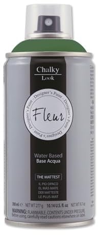 FLEUR Spray Vernice Chalk Paint, Extra Opaco, all' Acqua senza Odore, MultiSuperficie, 300 ml F54 The Green Queen, Effetto Gesso, Shabby Chic Vintage, per Mobili, per Interno - Esterno