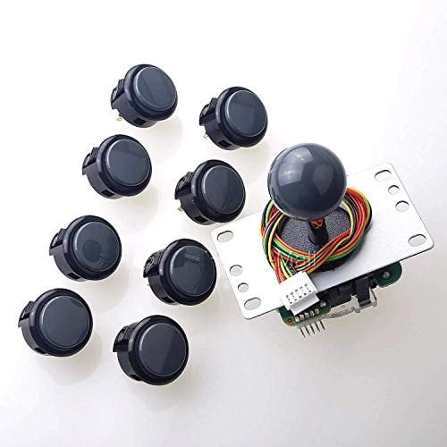 Sanwa JLF-TP-8YT Joystick + Sanwa - Kit de 8 botones OBSF-30 Color: gris, para juegos de arcade de 4 y 8 vías ajustables, compatible con Catz Mad SF4 Tournament Joystick S@NWA