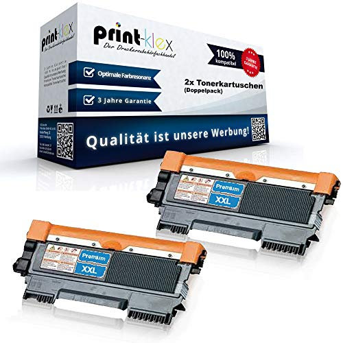 2X Print-Klex Tonerkartuschen kompatibel mit Brother DCP 7055 DCP 7055 W DCP 7057 DCP 7057 E TN2010 TN-2010 TN 2010 Black Schwarz - Doppelapack - Easy Line Serie
