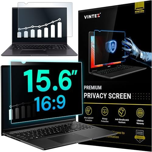 15,6 pollici - 16:9 Aspect Ratio - Filtro Privacy per laptop widescreen - Antiriflesso - Pellicola protettiva antigraffio - Protezione dati