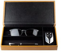 DELMON VARONE - Personalisierbarer Ablagekasten mit Deckel aus Premium Leder Vintage Anilin braun, Stiftablage für Kugelschreiber, Füller & Schreibutensilien, Edles Schreibgeräteetui mit 3 Fächer