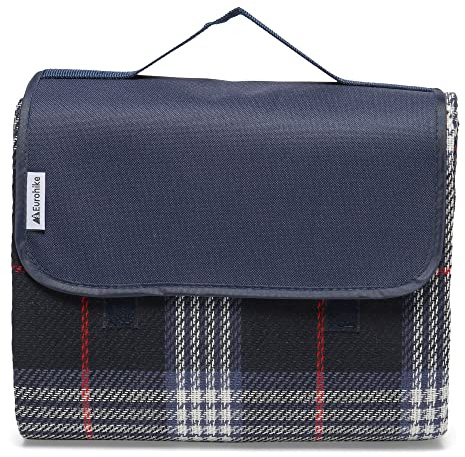 Eurohike Acrylic Picnic Rug with Waterproof Backing and Carrying Handle, Family Size Picnic Blanket, Beach Blanket, Outdoor Eating, Ideal for Camping and Festivals, Camping Equipment