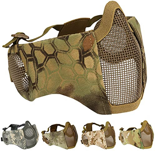 AOUTACC Masque Airsoft en maille avec protection auditive pour CS/Hunting/Paintball/Shooting-MA
