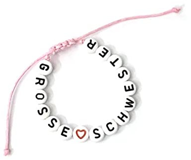 handgefertigtes verstellbares Namensarmband Große Schwester bzw. WUNSCHTEXT mit Makramee Schiebeknoten Verschluss in diversen Farben