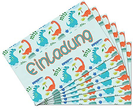 Oblique Unique® 6 Einladungskarten mit Dino Motiven für Kindergeburtstag Jungs Mädchen Dinosaurier Party Einladungen Geburtstagseinladungen mit beschreibbarer Rückseite DIN A6