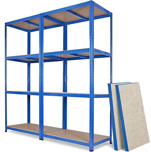 Étagère complète pour charges lourdes, + 2 étagères, revêtue de plastique bleu RAL 5010, capacité de charge 265 kg par étagère, l x p x h : 1800 x 500 x 1800 mm