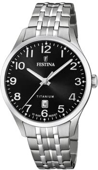 Festina Herren Analog Quarz Uhr mit Titan Armband F20466/3