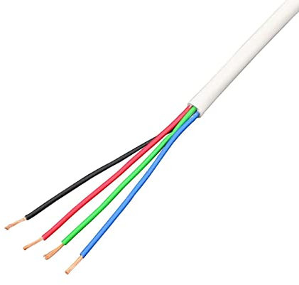 Lumonic 4x 0,34mm² cable de control LED blanco 5m I cable forrado 4 hilos flexible I cable de control blindado, alargador LiYY, cable eléctrico